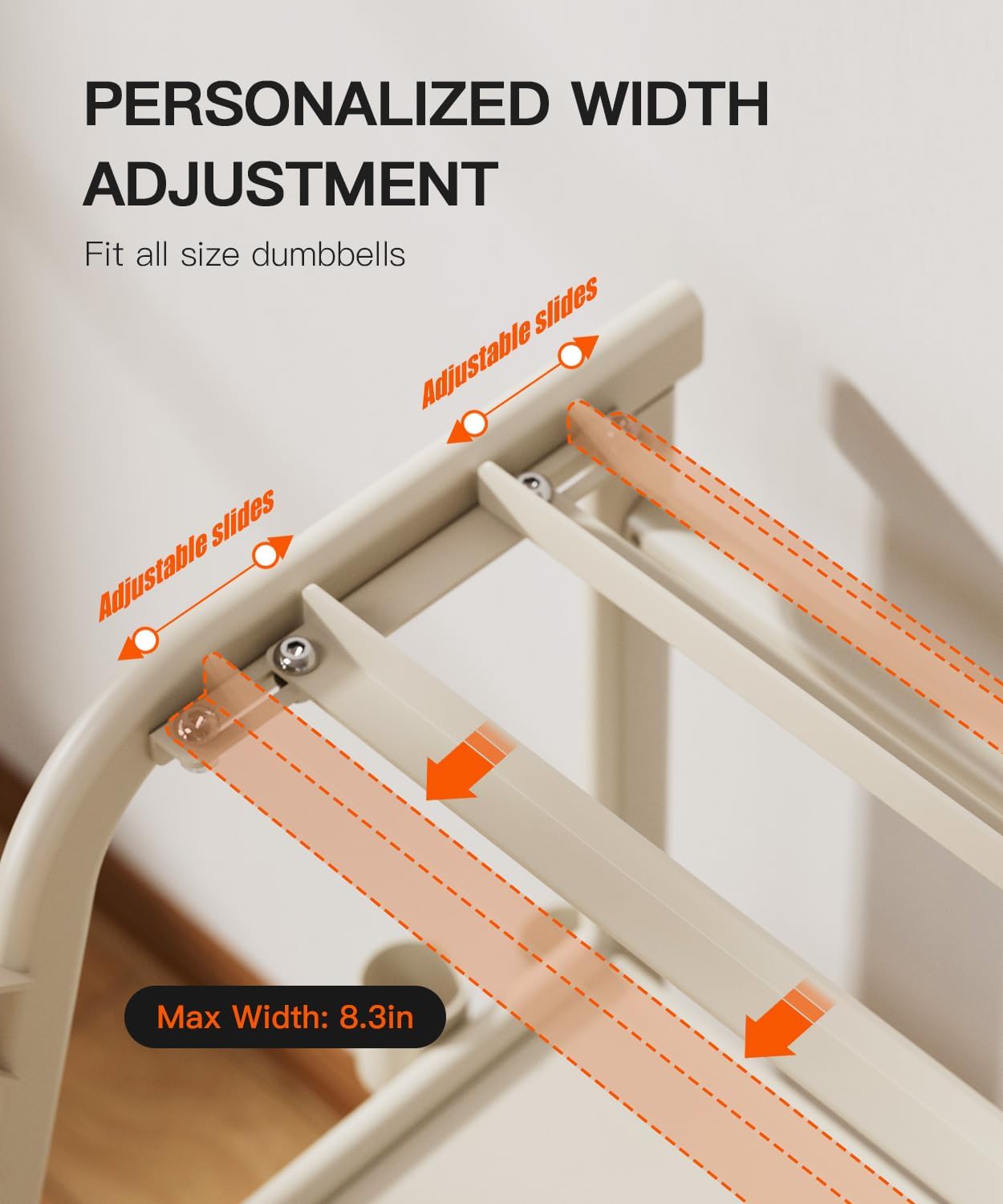 3-Tier Dumbbell Rack Stand Only - 700LB Heavy Duty Weight Storage Organizer with Thickened Steel Tube, Adjustable Weight Stand for Dumbbells, Barbells, Kettlebells, Black/Beige